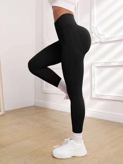 Women'S Solid Color Seamless High Waist Hip Lifting Fitness Running Yoga Pants