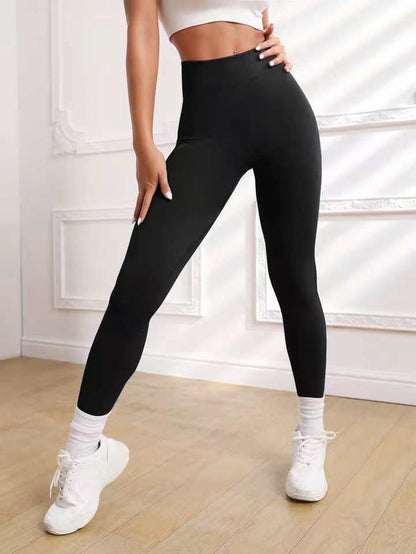 Women'S Solid Color Seamless High Waist Hip Lifting Fitness Running Yoga Pants