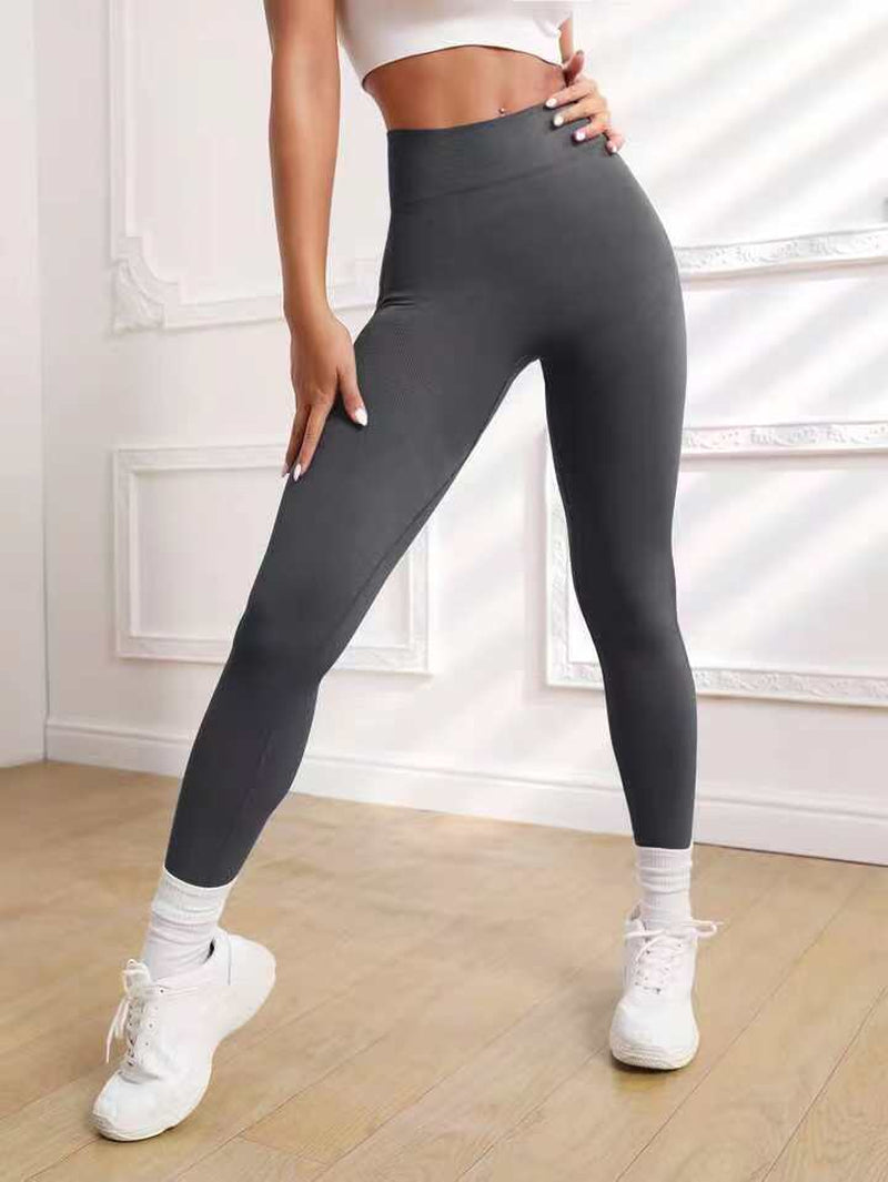 Women'S Solid Color Seamless High Waist Hip Lifting Fitness Running Yoga Pants