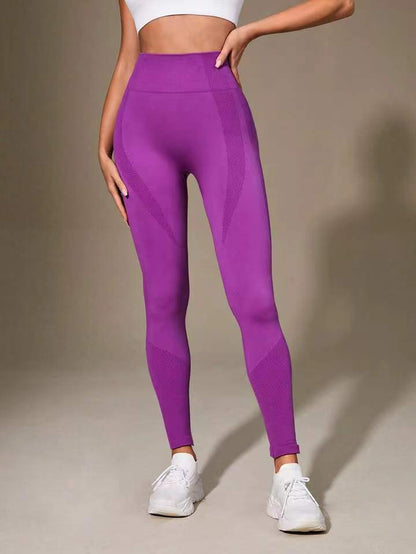 Women'S Solid Color Seamless High Waist Hip Lifting Fitness Running Yoga Pants