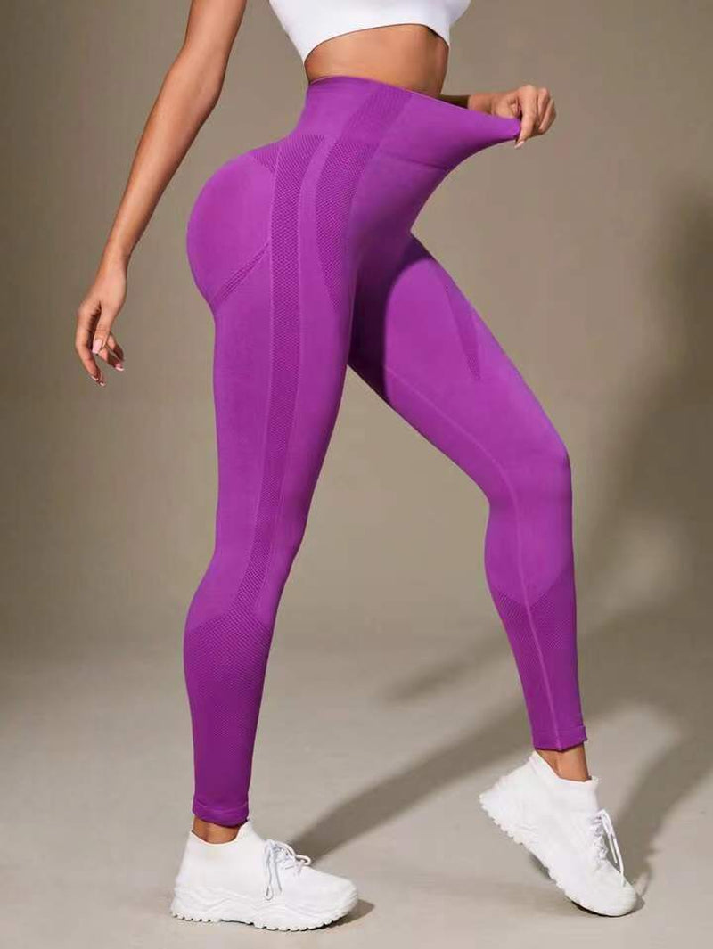 Women'S Solid Color Seamless High Waist Hip Lifting Fitness Running Yoga Pants